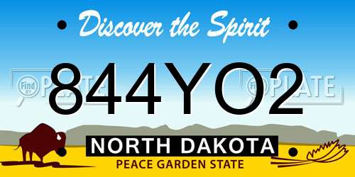 844YO2 North Dakota License Plate