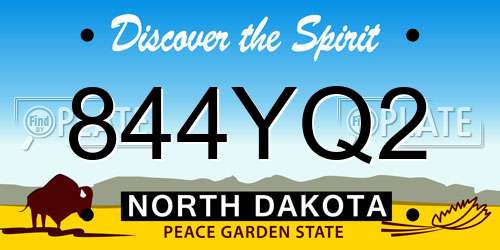 844YQ2 North Dakota License Plate