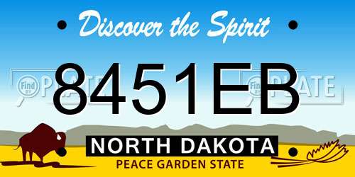 8451EB North Dakota License Plate