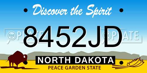 8452JD North Dakota License Plate