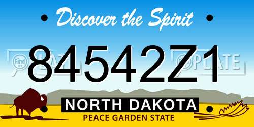 84542Z1 North Dakota License Plate
