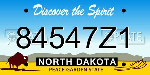 84547Z1 North Dakota License Plate