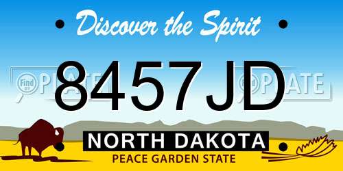 8457JD North Dakota License Plate
