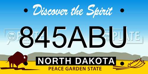 845ABU North Dakota License Plate
