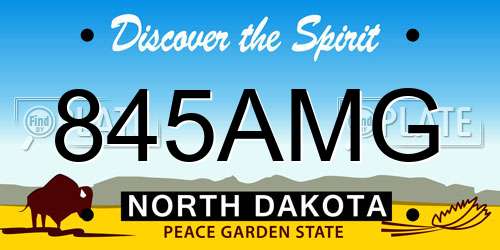 845AMG North Dakota License Plate
