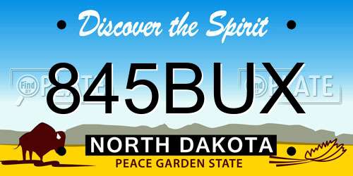 845BUX North Dakota License Plate