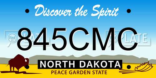 845CMC North Dakota License Plate