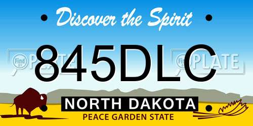 845DLC North Dakota License Plate