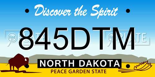 845DTM North Dakota License Plate
