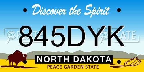 845DYK North Dakota License Plate