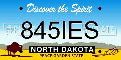 845IES North Dakota License Plate