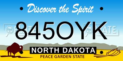 845OYK North Dakota License Plate