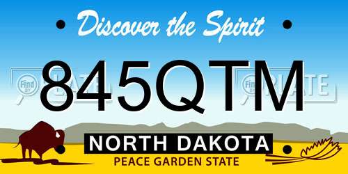 845QTM North Dakota License Plate