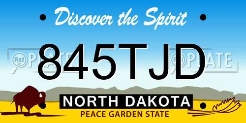 845TJD North Dakota License Plate