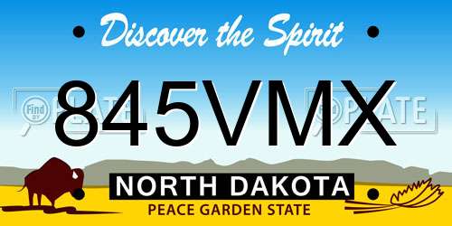 845VMX North Dakota License Plate