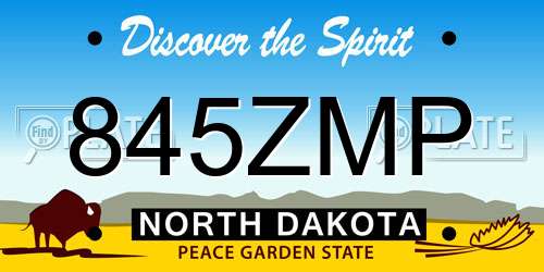 845ZMP North Dakota License Plate