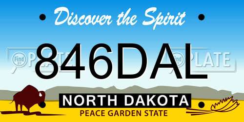 846DAL North Dakota License Plate
