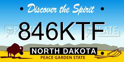 846KTF North Dakota License Plate