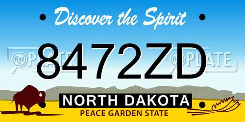 8472ZD North Dakota License Plate