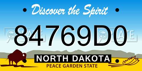 84769D0 North Dakota License Plate