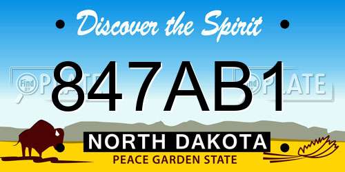 847AB1 North Dakota License Plate