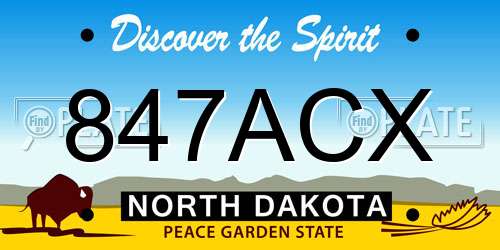 847ACX North Dakota License Plate