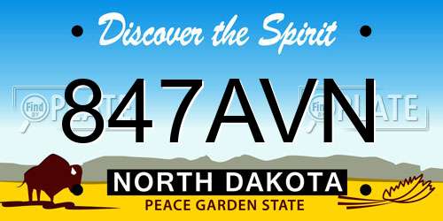 847AVN North Dakota License Plate