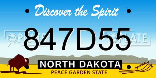 847D55 North Dakota License Plate