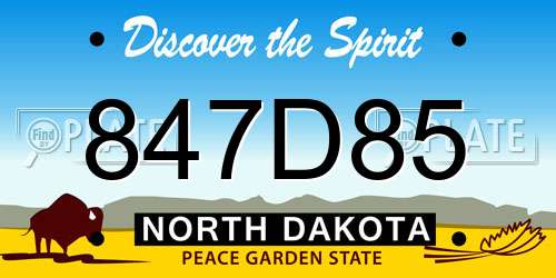 847D85 North Dakota License Plate