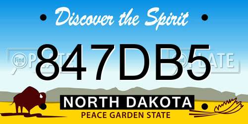 847DB5 North Dakota License Plate