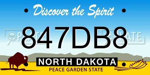 847DB8 North Dakota License Plate