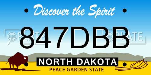 847DBB North Dakota License Plate