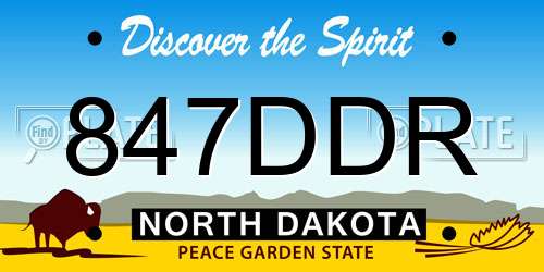 847DDR North Dakota License Plate