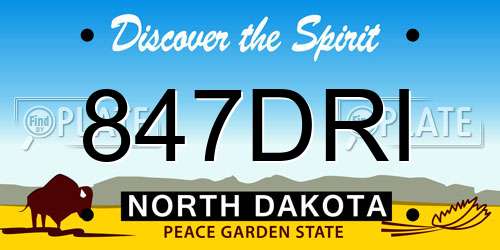 847DRI North Dakota License Plate