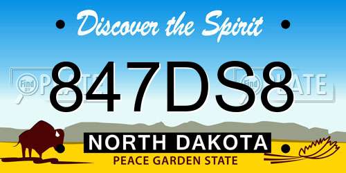 847DS8 North Dakota License Plate