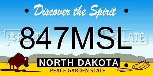 847MSL North Dakota License Plate