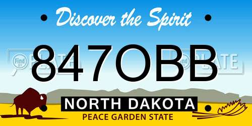 847OBB North Dakota License Plate