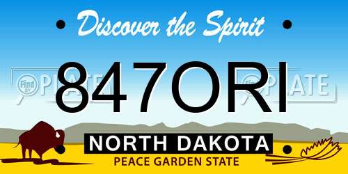 847ORI North Dakota License Plate