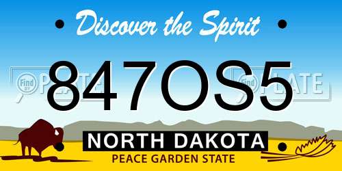 847OS5 North Dakota License Plate