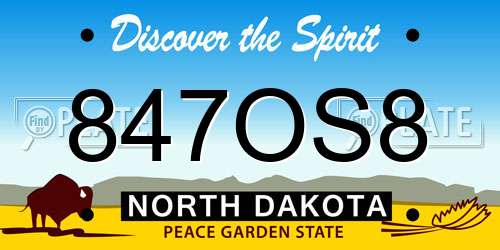 847OS8 North Dakota License Plate