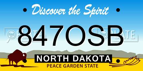 847OSB North Dakota License Plate