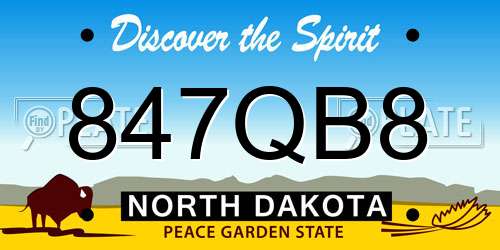 847QB8 North Dakota License Plate