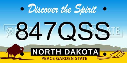 847QSS North Dakota License Plate