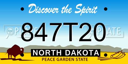 847T20 North Dakota License Plate