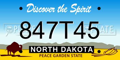 847T45 North Dakota License Plate