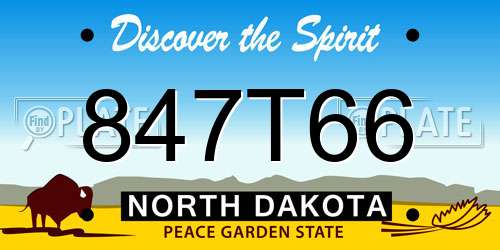 847T66 North Dakota License Plate