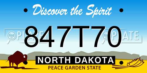 847T70 North Dakota License Plate