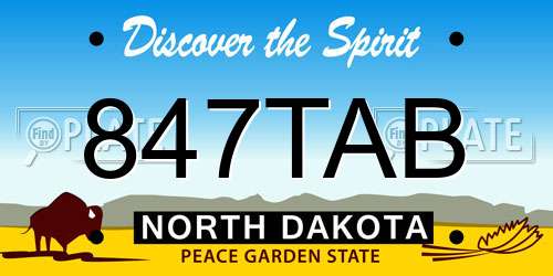 847TAB North Dakota License Plate