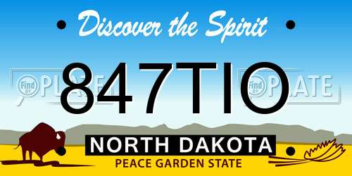 847TIO North Dakota License Plate