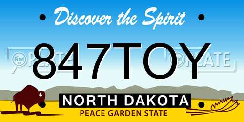 847TOY North Dakota License Plate
